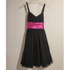 Vtg Y2K Trixxi Womens Satin Tie Tulle Babydoll Dress Junior Size M Black Pink